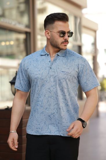 Erkek Yakalı Jakar Baskılı Kısa Kollu T-shirt resmi